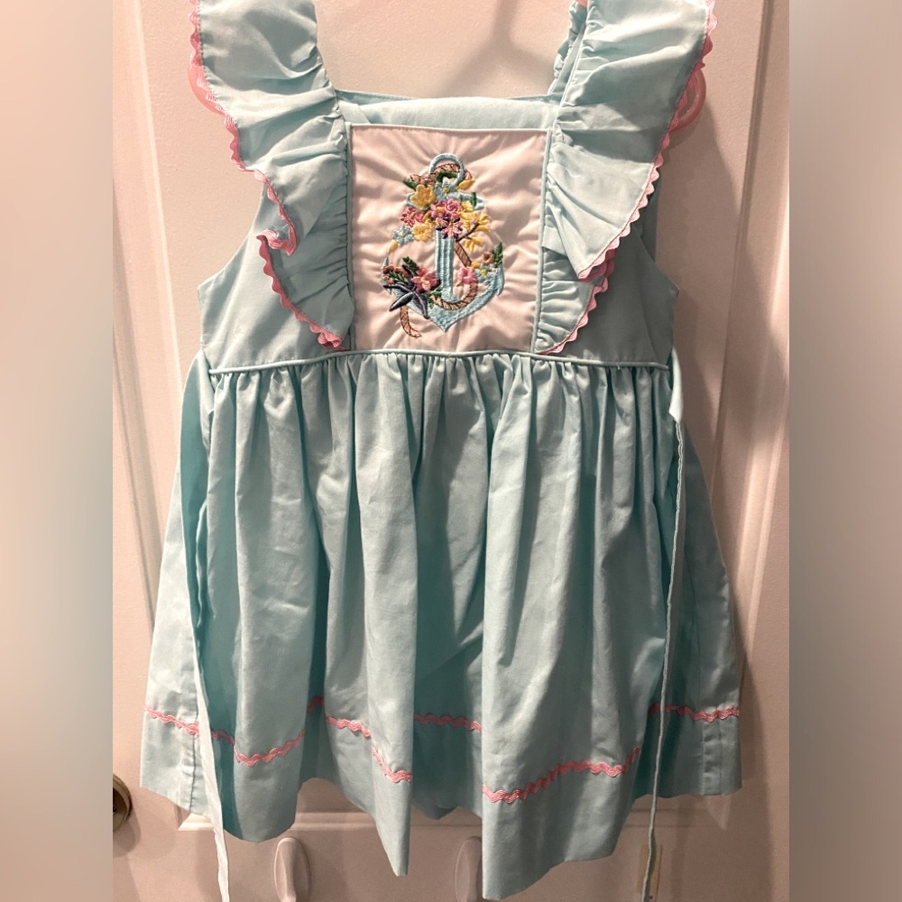 Smocked Blessings dress and short set. 4T